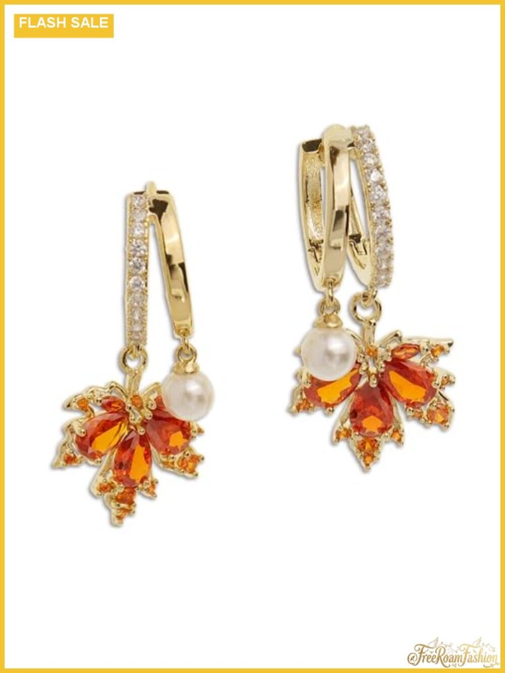 14k Gold Plated Double Circle Cubic Zirconia Earrings Women Dangle Pearl Hoop